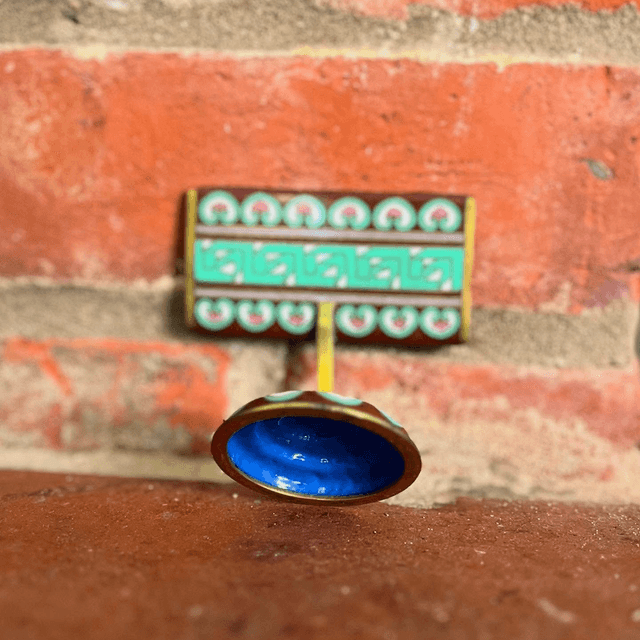 1930’s Art Deco Enamel & Brass Place Card Holder