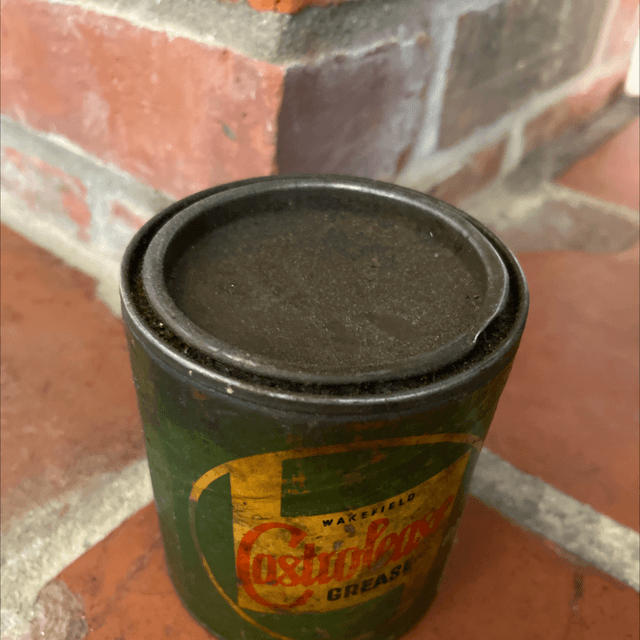 Castrol Motor Grease Can With Contents, Old Paper Label 