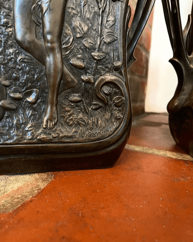 A Pair of Art Nouveau Two Handled Bronze Vases by Jean Garnier 1853-1910