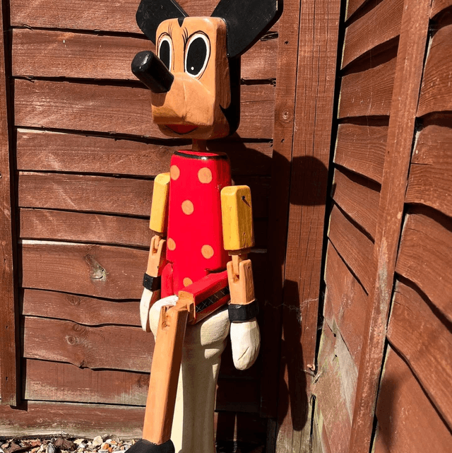 Vintage Naively Made Minnie Mouse Wooden Doll