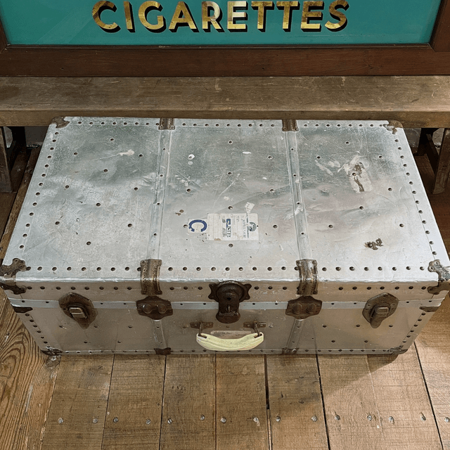 An Antique Flight Steamer Chest Trunk Coffee Table Circa 1940 