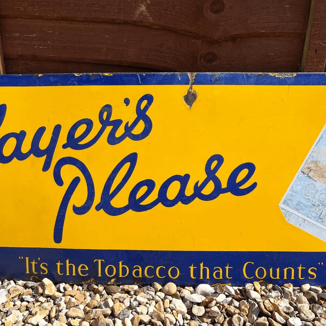 Player’s Please “It’s The Tobacco That Counts” Player’s Navy Mixture Enamel Advertising Sign