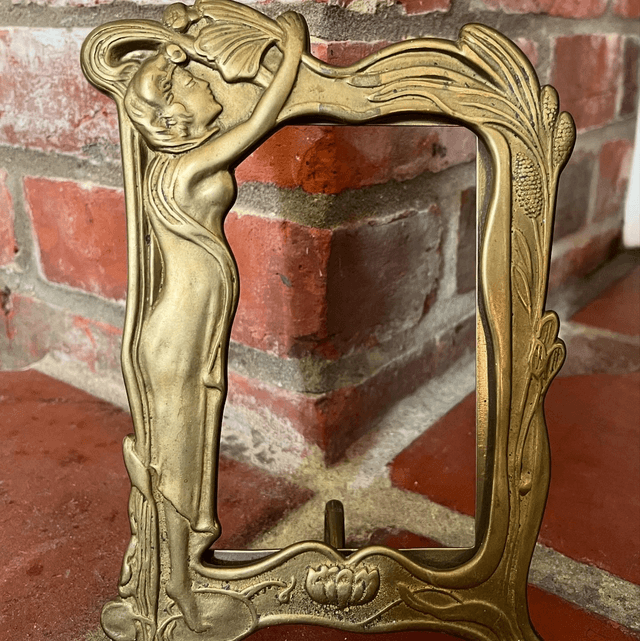 An Original Art Nouveau Period Solid Brass Picture Frame 