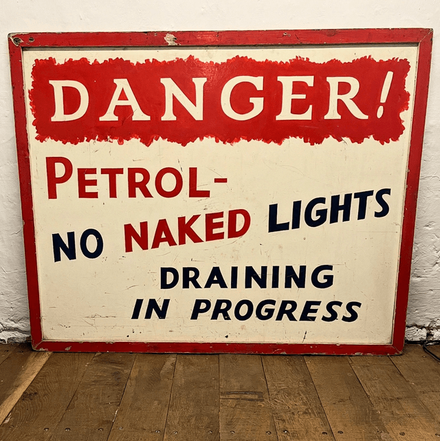 1950’s/ 60’s Original Folk Art Petrol Garage Workshop Industrial Directive Sign - Huge Proportions  
