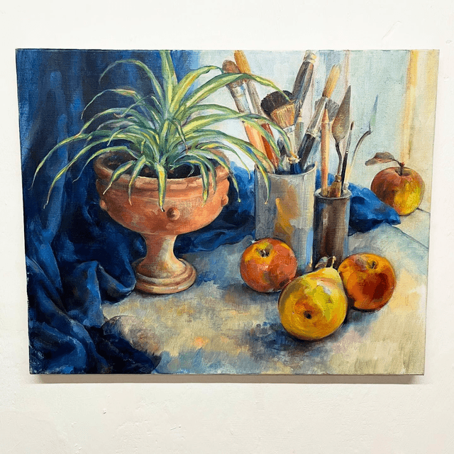 Still Life Oil On Canvas By Contemporary Artist Louise Millar Watt, Unframed, Unsigned