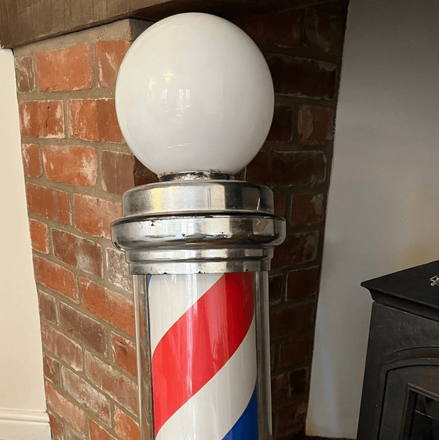Large Vintage Light Up Barbershop Pole With Globe Light