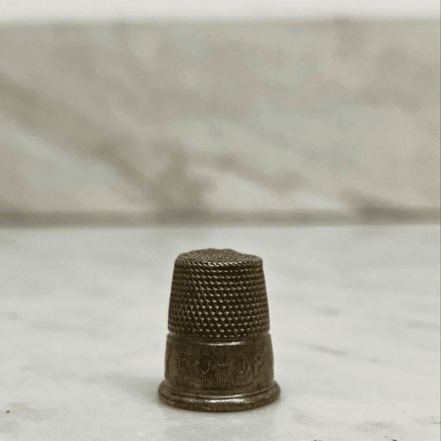 Vintage CO-OP DRAPERY Metal Advertising Thimble