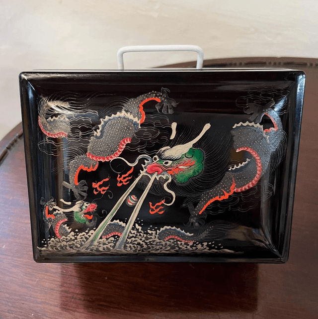 Chinese Lacquered Box Adorned With Dragons From Foochow