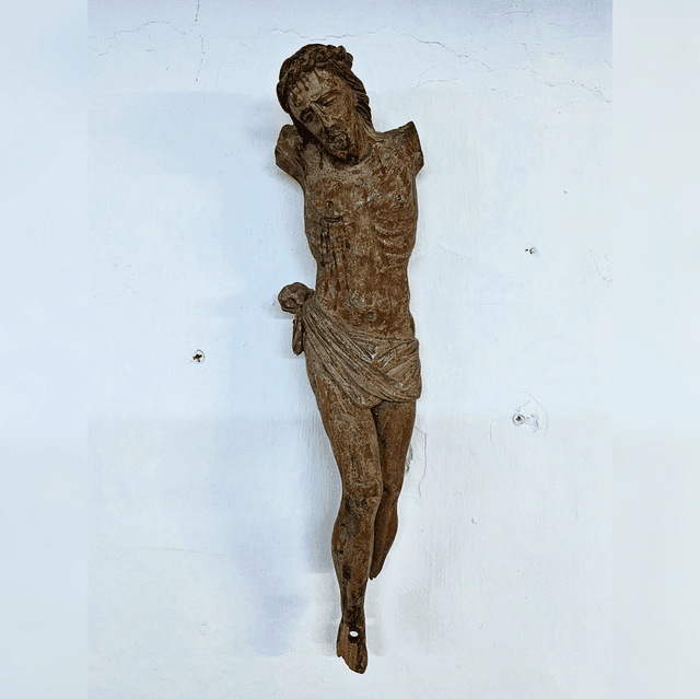 A 17th Century Polychrome Carved Wood Corpus Christ