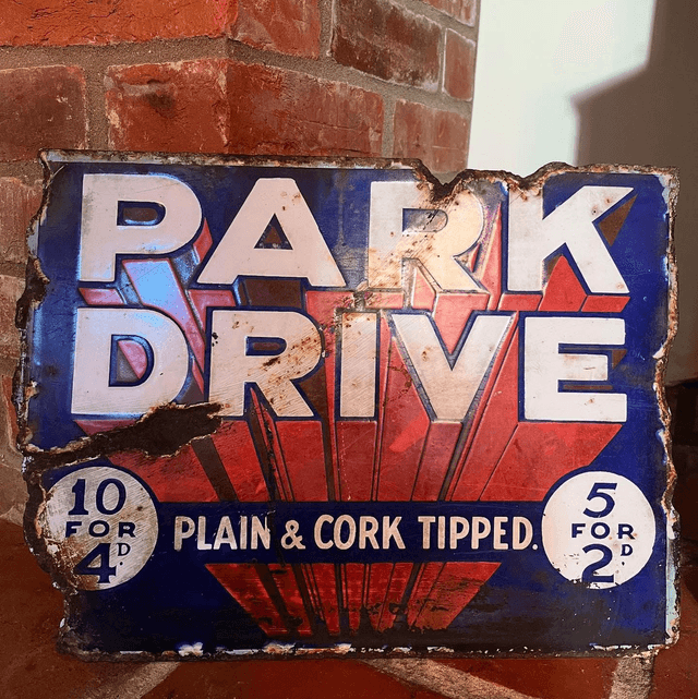 Early 20th Century Park Drive Cigarettes Enamel Sign