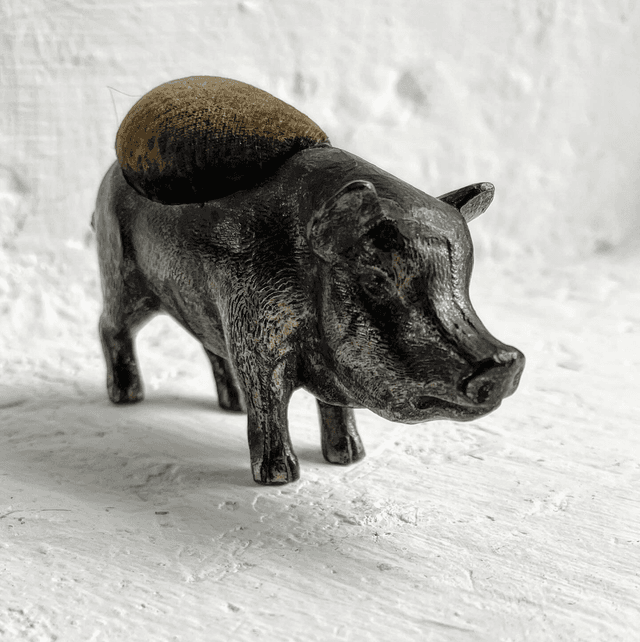Victorian Novelty Pin Cushion In The Form Of A Pig/ Boar  