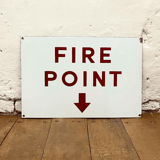 1950’s Industrial Factory “Fire Point” Fire Directive Sign