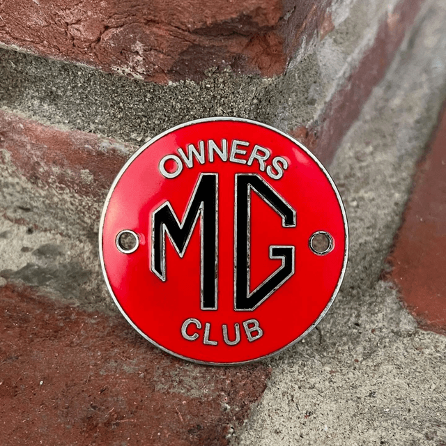 Vintage MG Owners Club Enamel &amp; Chrome Car Badge