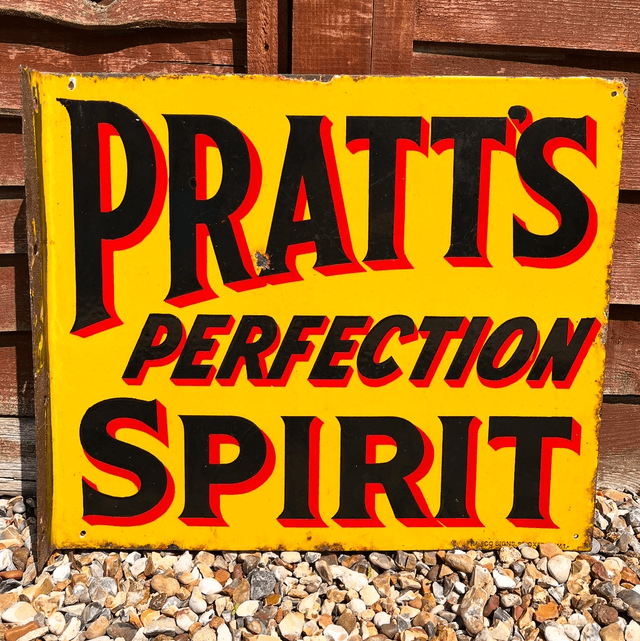 1920’s/ 30’s Pratt’s Perfection Spirit Enamel Advertising Sign 