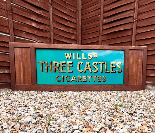 Original 19th Century Will’s Three Castles Cigarettes Tobacconists Shop Interior Advertising Panel