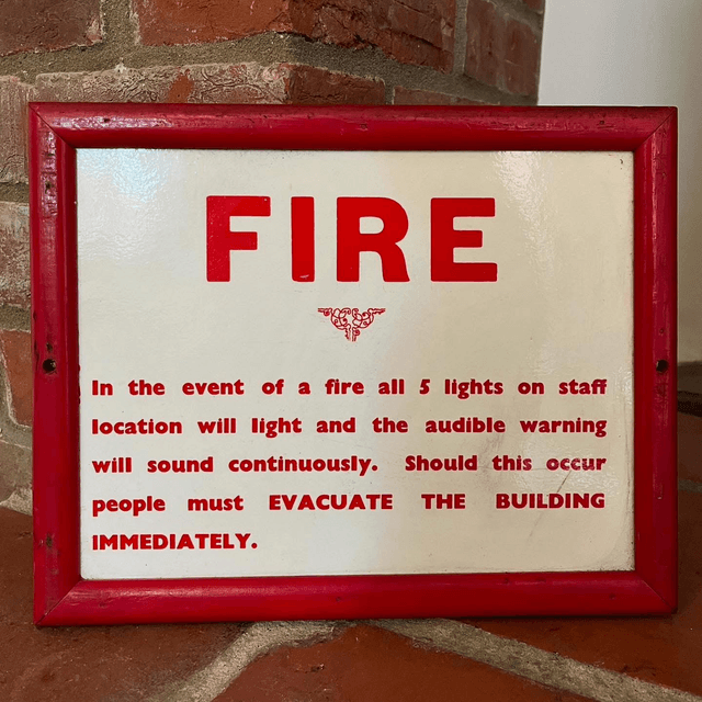 1950’s Industrial Factory “Fire” Sign 