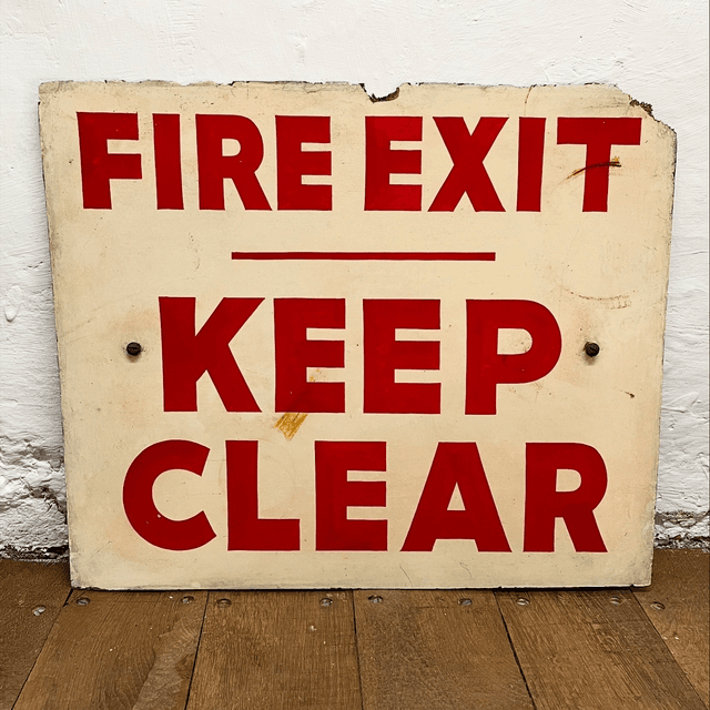 1950’s Industrial Factory/ Construction Hand Painted Directive Fire Sign
