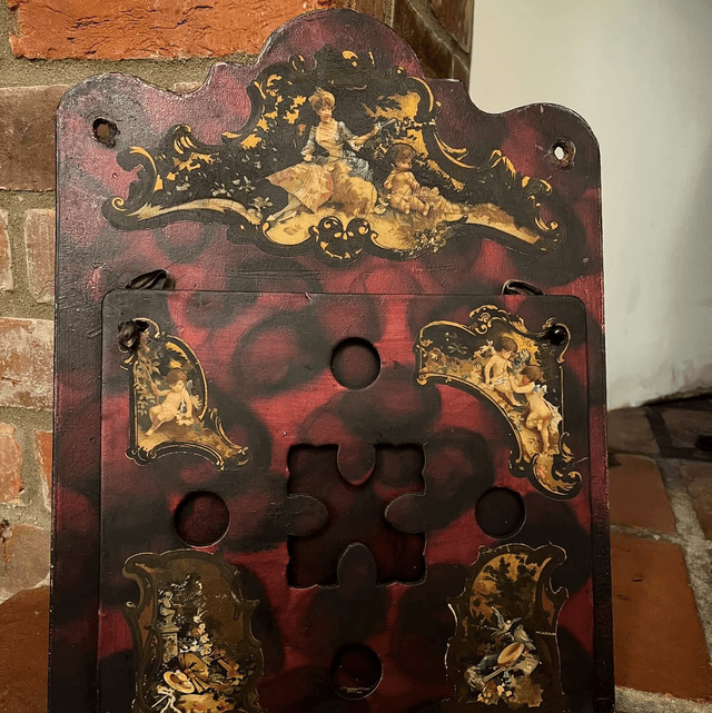 Victorian Paper Machete Letter Rack Decorated With Cherubs &amp; Putti