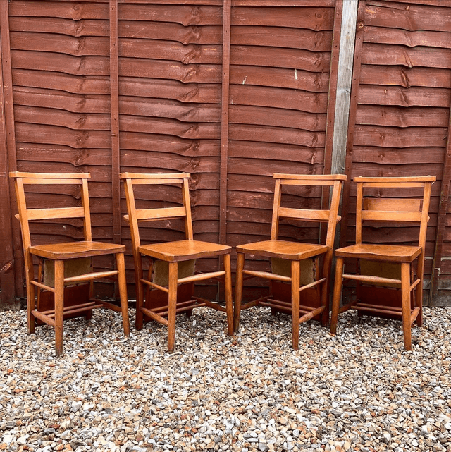 Set of 4 20th Century Chapel Chairs With Kneeling Boards