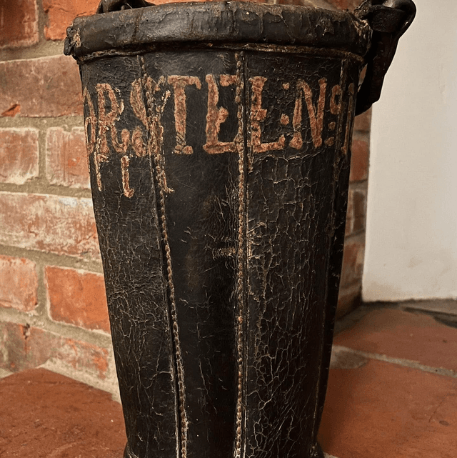 Super Antique 18th Century Swiss “WM Borstel No.16”Brown Leather Fire Bucket  