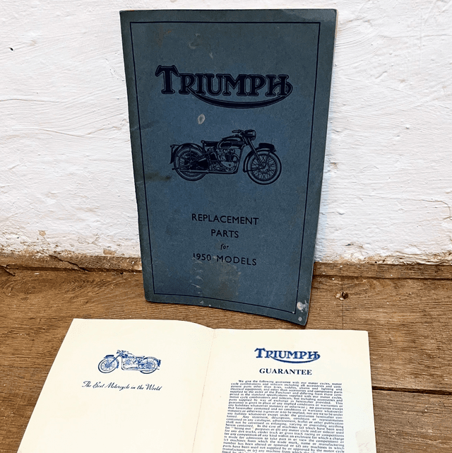 Original Triumph Illustrated Replacement Parts for Motor Cycles 1950 Models