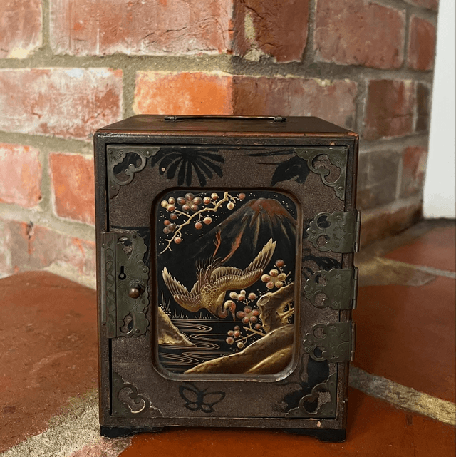 A Late 19th Century Japanese Meiji Period, Lacquered Table Cabinet With Three Drawers